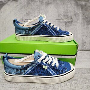 Cariuma OCA Low Women size 8 (EU 39) Blue Bandana Canvas Sneakers Blue NWB